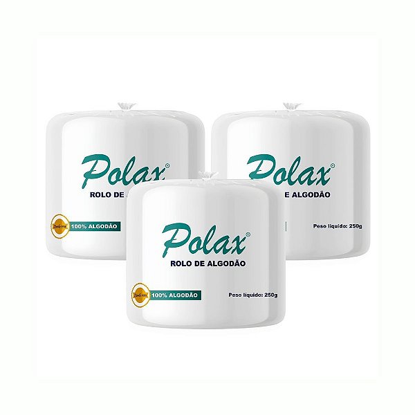 KIT COM 3 PACOTES ALGODAO POLAX ROLO - 250G