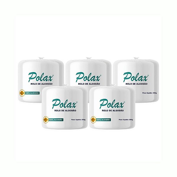 KIT COM 5 PACOTES ALGODAO POLAX ROLO - 250G