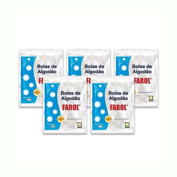 KIT COM 5 PACOTES ALGODAO FAROL BOLA  - 100G