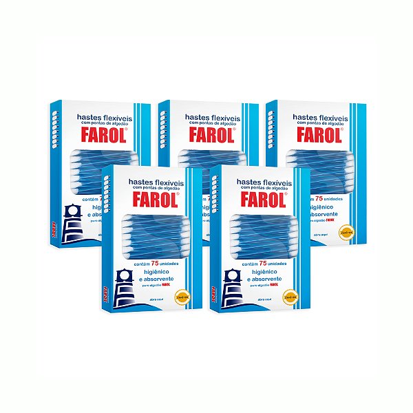 Hastes Flexíveis 75 Unidades Farol - Kit com 5 Caixinhas