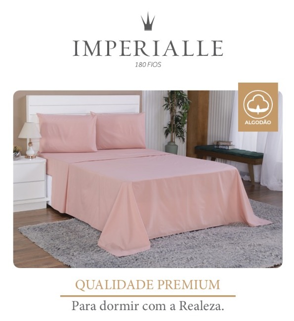 Jogo de Cama Casal 4 Peças Liso – 100% Algodão 180 Fios