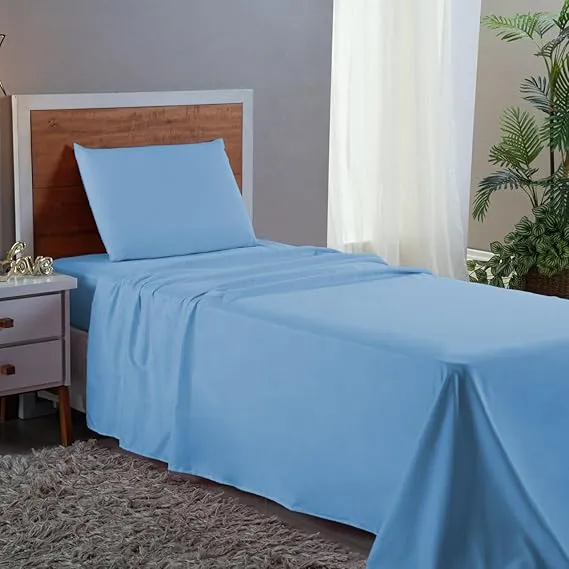 Jogo de Cama Solteiro 3 Peças Liso – 100% Algodão 180 Fios