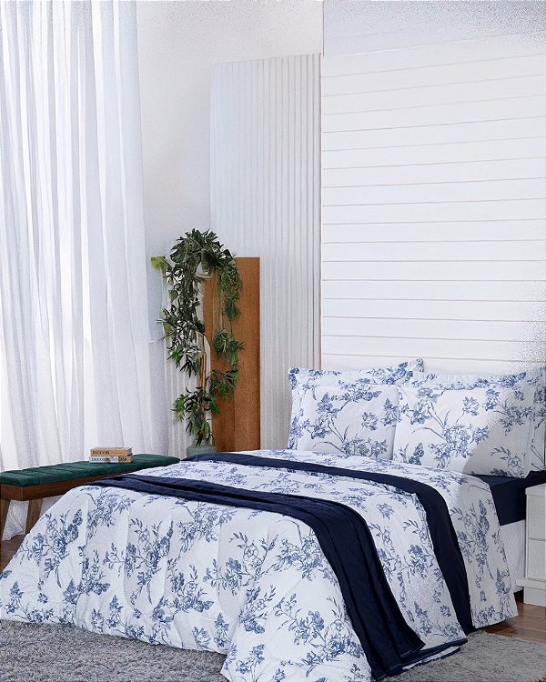 Jogo de Cama King Estampado 4 pc 100% algodão 180 fios