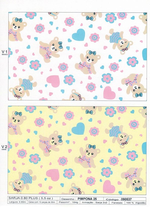 Tecido Flanela Estampado 0,80 Largura Pimpona