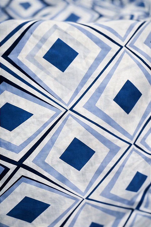 Tecido Percal 100% Algodão Estampado Geometrico Azul