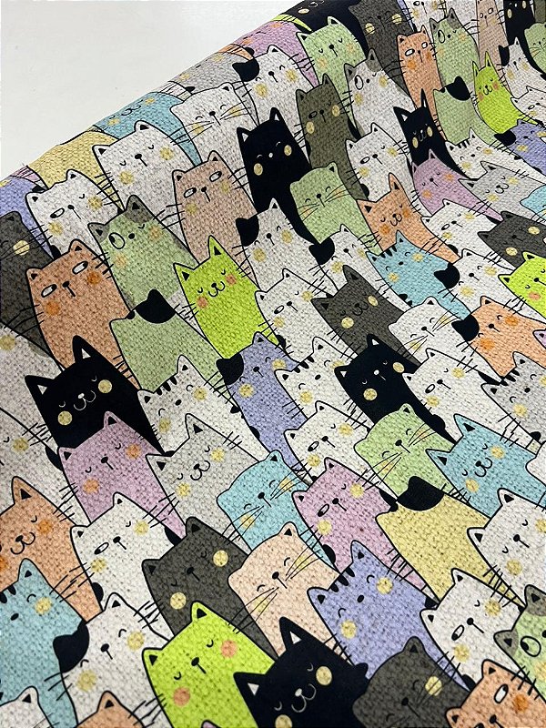 Tecido Tricoline Estampado 100% algodão Digital Gatinhos