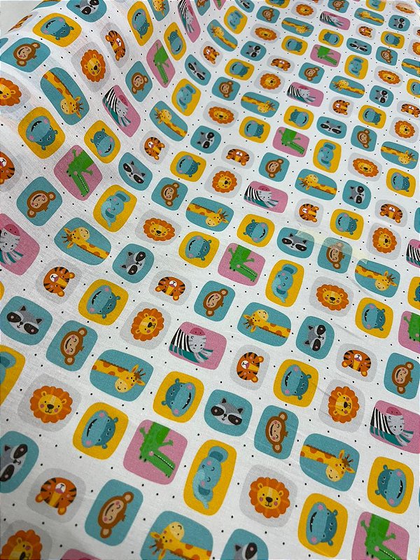 Tecido Tricoline Estampado 100% algodão Digital Bichinho