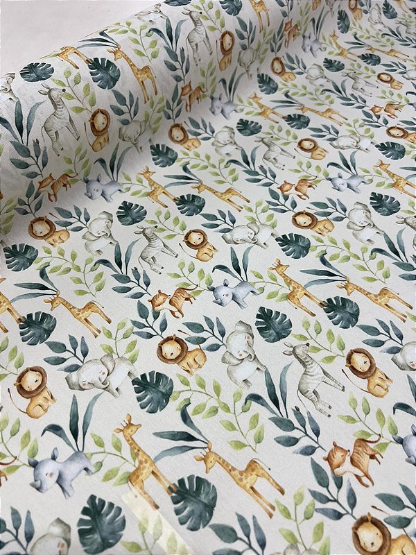 Tecido Tricoline Estampado 100% algodão Digital Safari