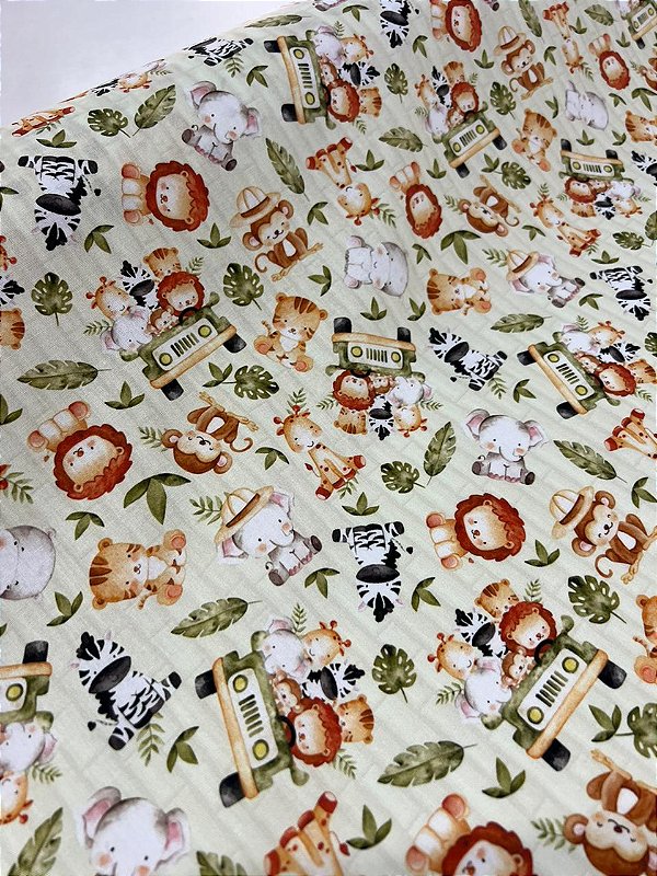 Tecido Tricoline Estampado 100% algodão Digital Safari no Carrinho