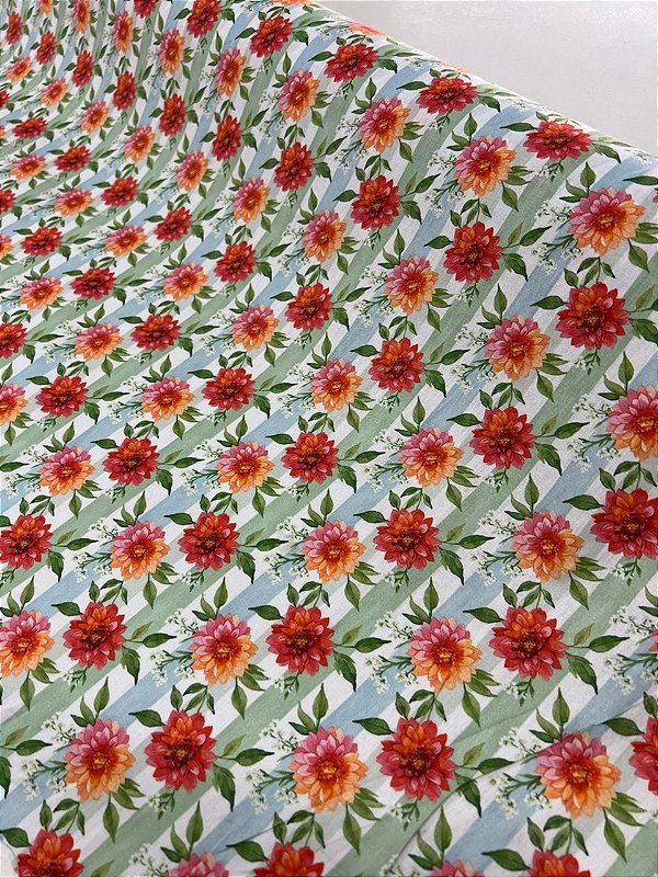Tecido Tricoline Estampado 100% algodão Digital Florzinha