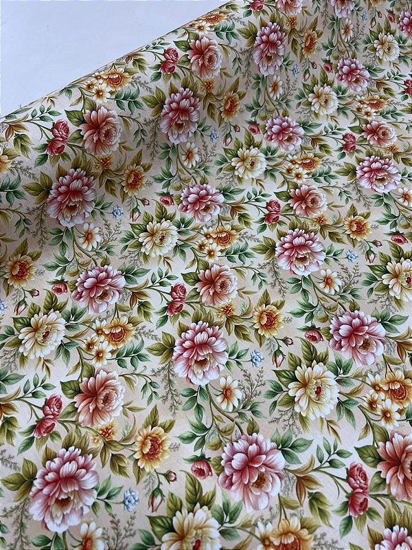 Tecido Tricoline Estampado 100% algodão Digital Floral