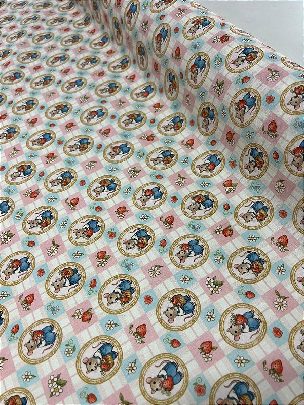 Tecido Tricoline Estampado 100% algodão Digital Ratinhos