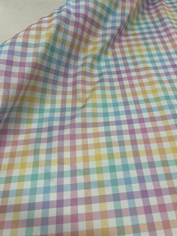 Tecido Tricoline Estampado 100% algodão Digital Xadrez Colorido