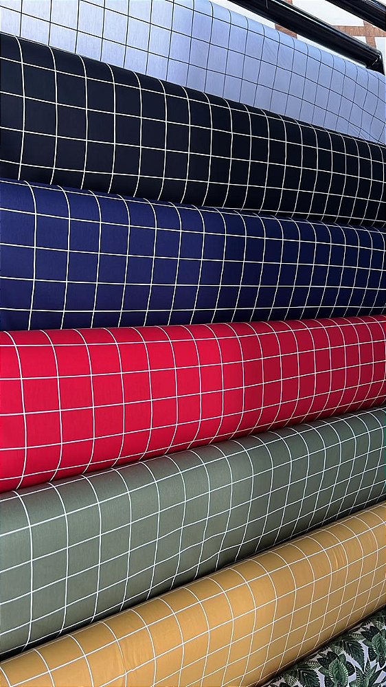 Tecido Tricoline Estampado 100% algodão GRID