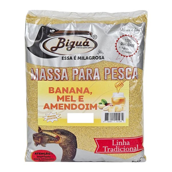 Massa em Pó para Pesca Biguá 500g Amarela - Banana Mel Amendoim