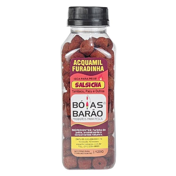 Isca Ração Furada Barão Acquamil 120g Salsicha