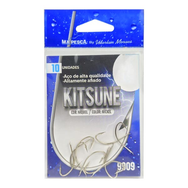 Anzol MX Pesca Kitsune 9909 Nickel Sem Olhal - 10pçs