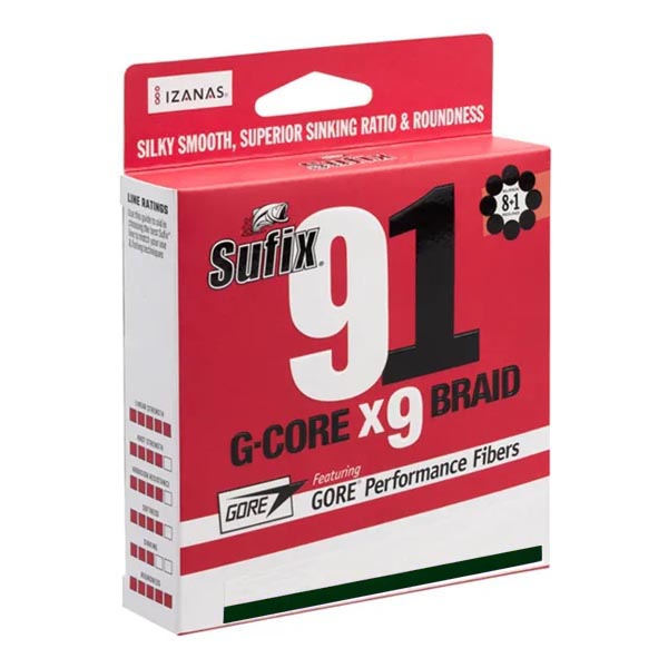 Linha Sufix 91 G-Core X9 Braid 150m Verde - 0.33mm 60lb