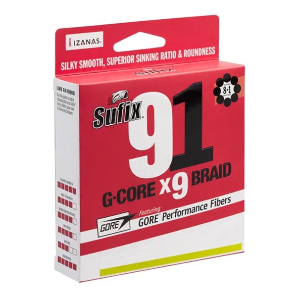 Linha Sufix 91 G-Core X9 Braid 300m Neon - 0.33mm 60lb