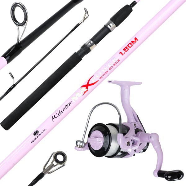 Kit Vara Max Power 1.80m 2P com Molinete 4000 Rosa