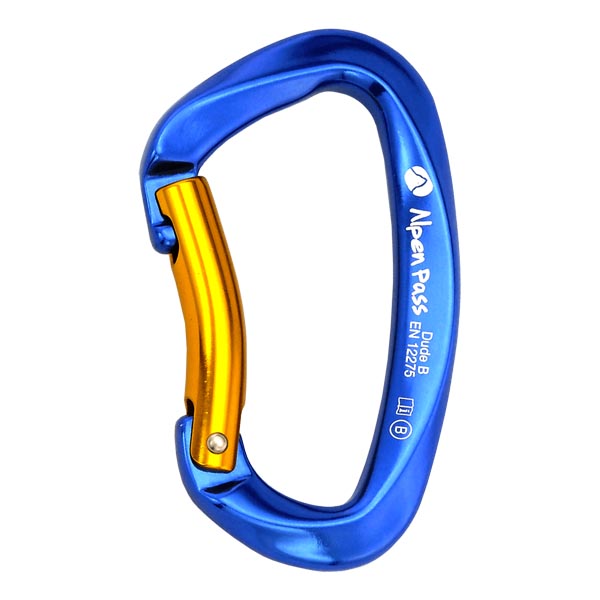 Mosquetão Alpen Pass Dude B 25Kn Curvo - Azul