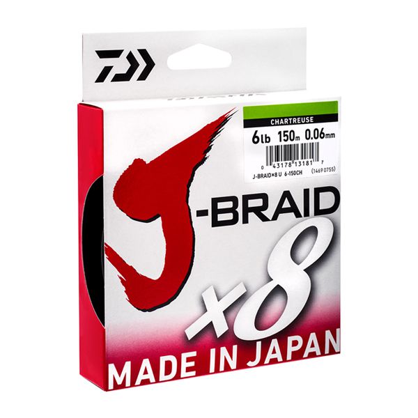 Linha Daiwa J-Braid X8 Amarela 150m - 20lb 0.23mm