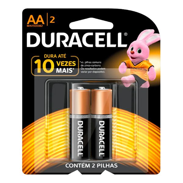 Pilha Duracell Alcalina Pequena AA 1.5v - 2pçs