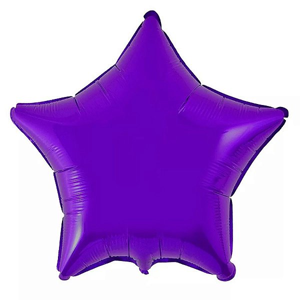Balão Metalizado Estrela Liso Roxo