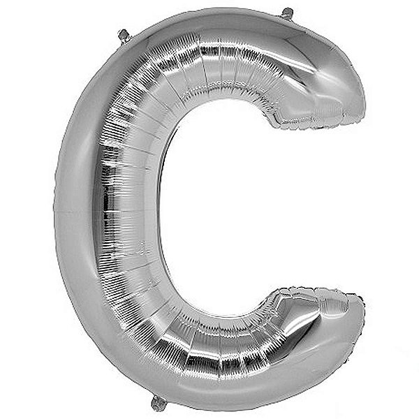 Balão Metalizado Letra C Prata - 40cm