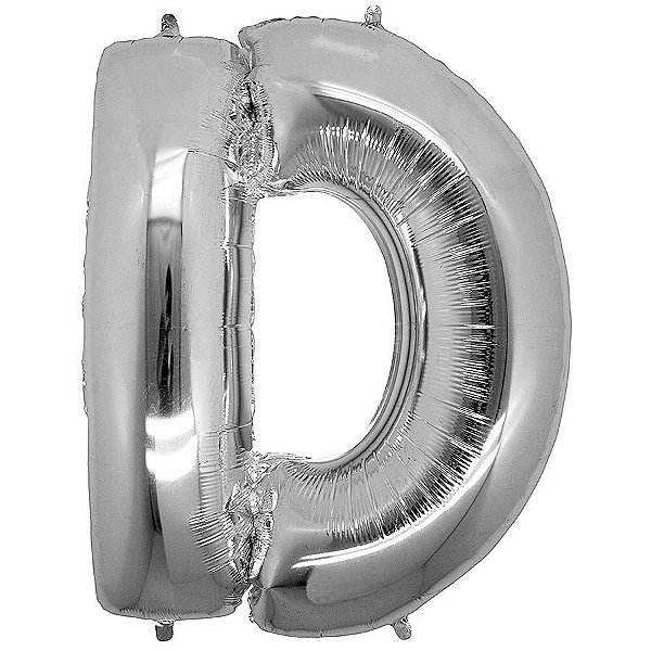Balão Metalizado Letra D Prata - 40cm