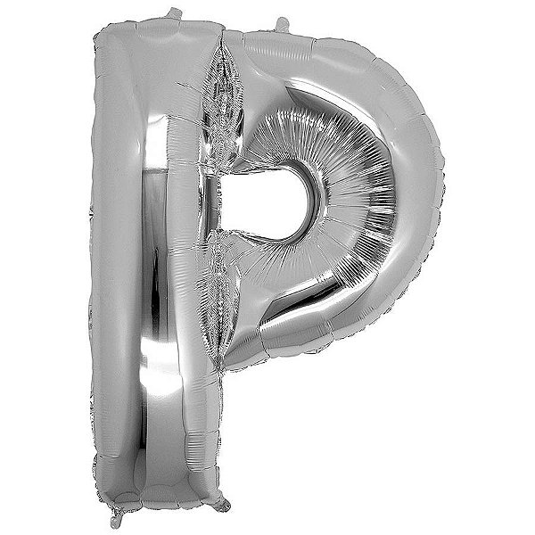 Balão Metalizado Letra P Prata - 40cm