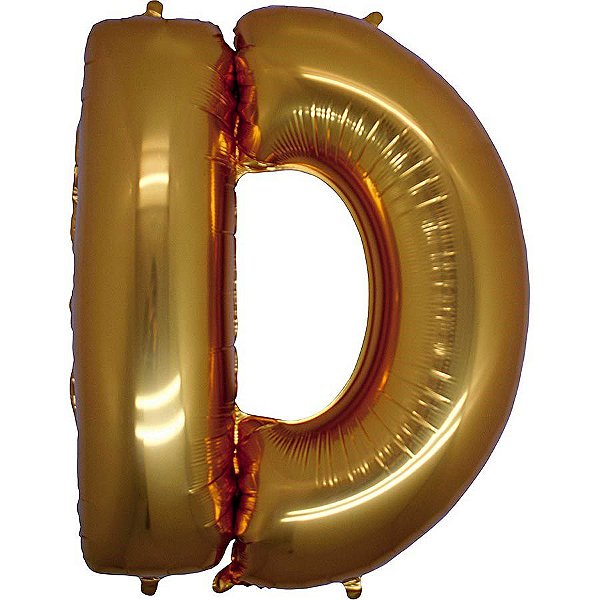 Balão Metalizado Letra D Dourado - 40cm