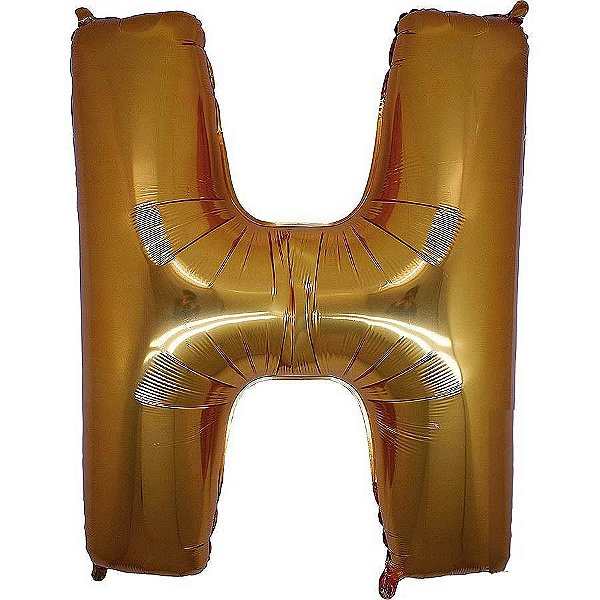 Balão Metalizado Letra H Dourado - 40cm