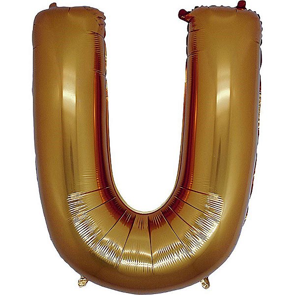 Balão Metalizado Letra U Dourado - 40cm