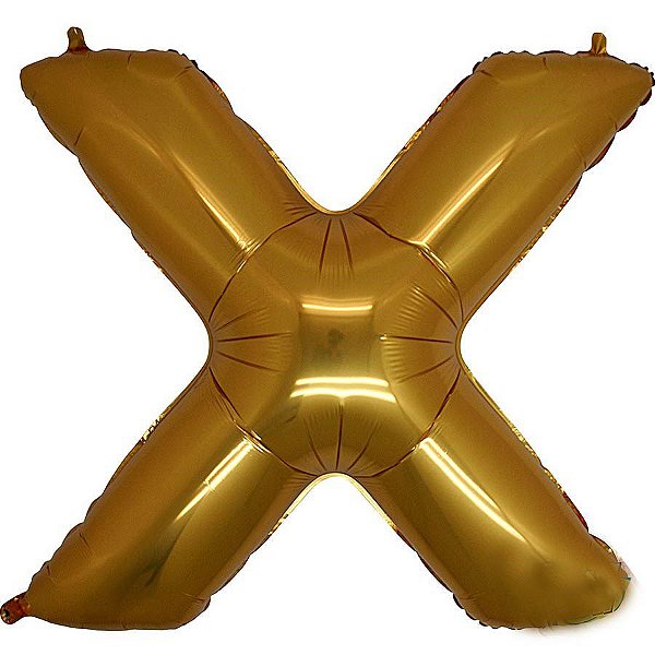 Balão Metalizado Letra X Dourado - 40cm