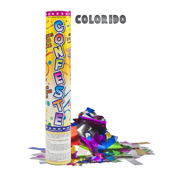 Lança Confete Chuva de Papel Colorido Metalizado 30cm - 01Unidade