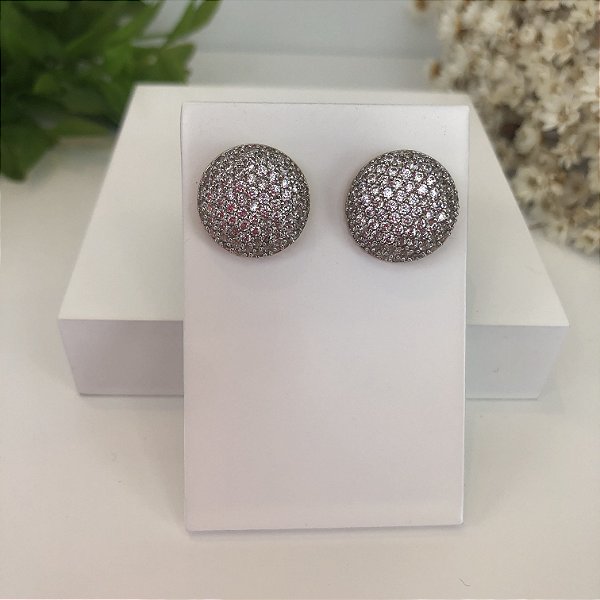 Brinco Redondo Zirconias Cristais Folheado em ouro 18k