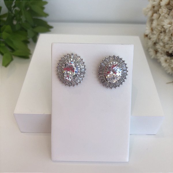 Brinco Pequeno Zircônia Ródio Branco