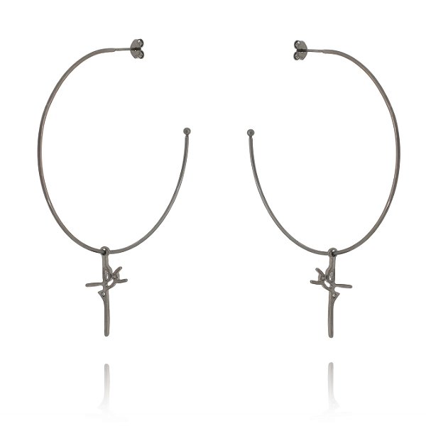 Brinco Fé Rodio Negro