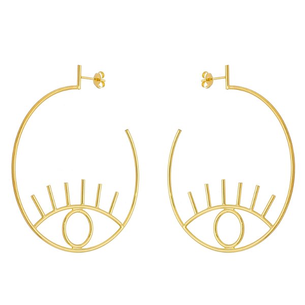 Brinco de Olho Grego Argola Vazado Folheado Ouro 18k