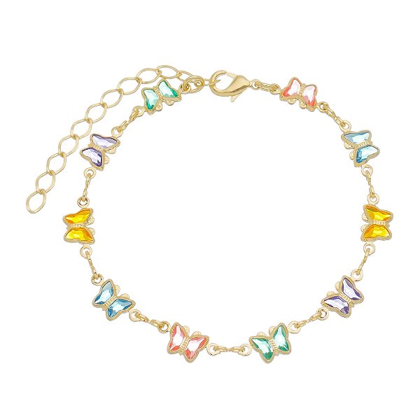Pulseira de Borboleta Folheado a Ouro 18K Infantil