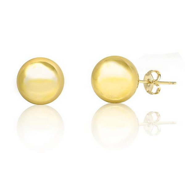 Brinco bola 8mm folheado em ouro 18k