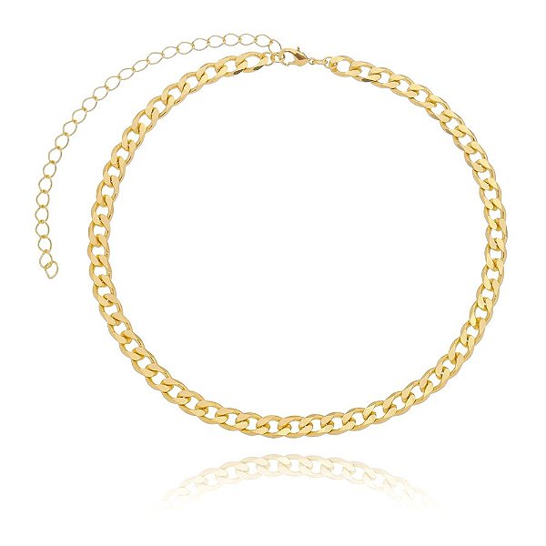 Choker corrente grossa elos folheada em ouro 18k