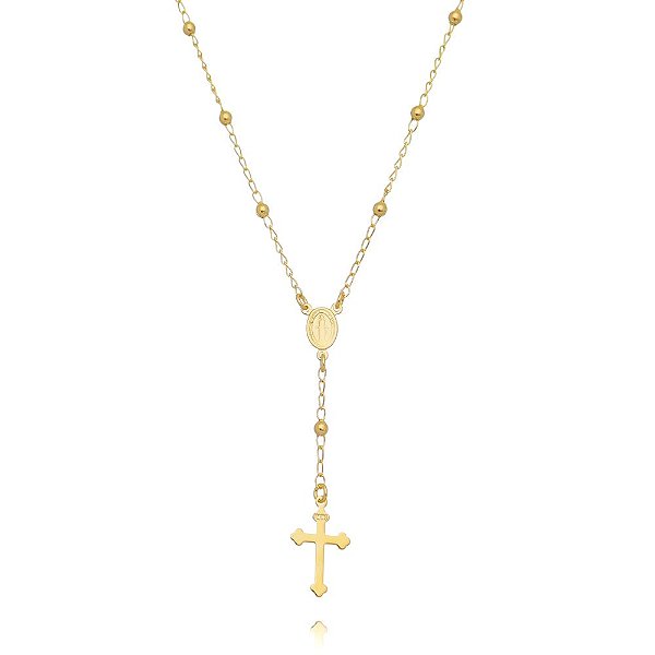 Colar de Terço folheado em ouro 18k