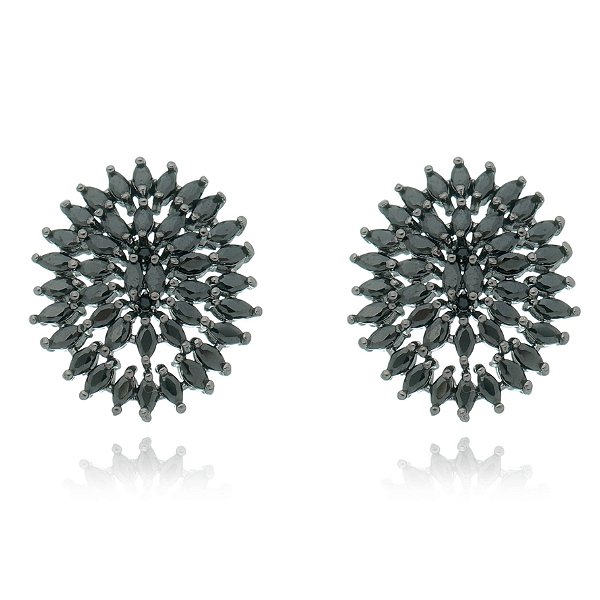 Brinco zirconias negras ródio negro