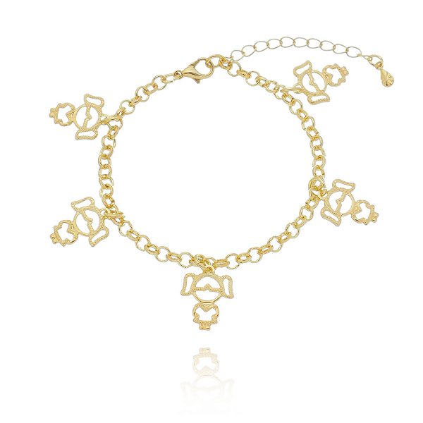 Pulseira com Pingentes Filha Folheado em Ouro 18k