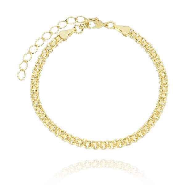 Pulseira Feminina dourada folheada em ouro 18k - Efinesse Joias - Semijoias  e Joias em Prata