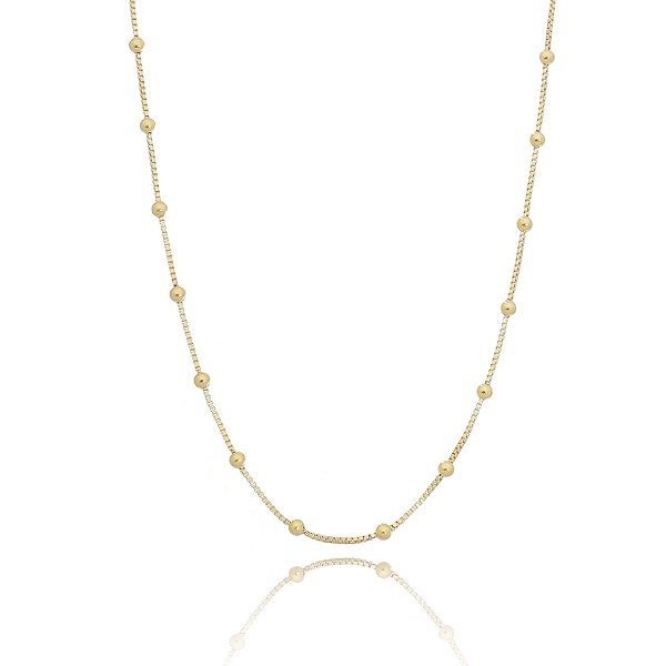 Colar Longo de Bolinhas folheado em ouro 18k