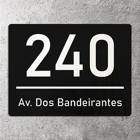 Números Para Casa em Placa de Acrílico Preto 30x40cm