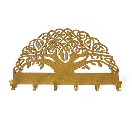 Porta Chaves Árvore da Vida em Ferro Dourada